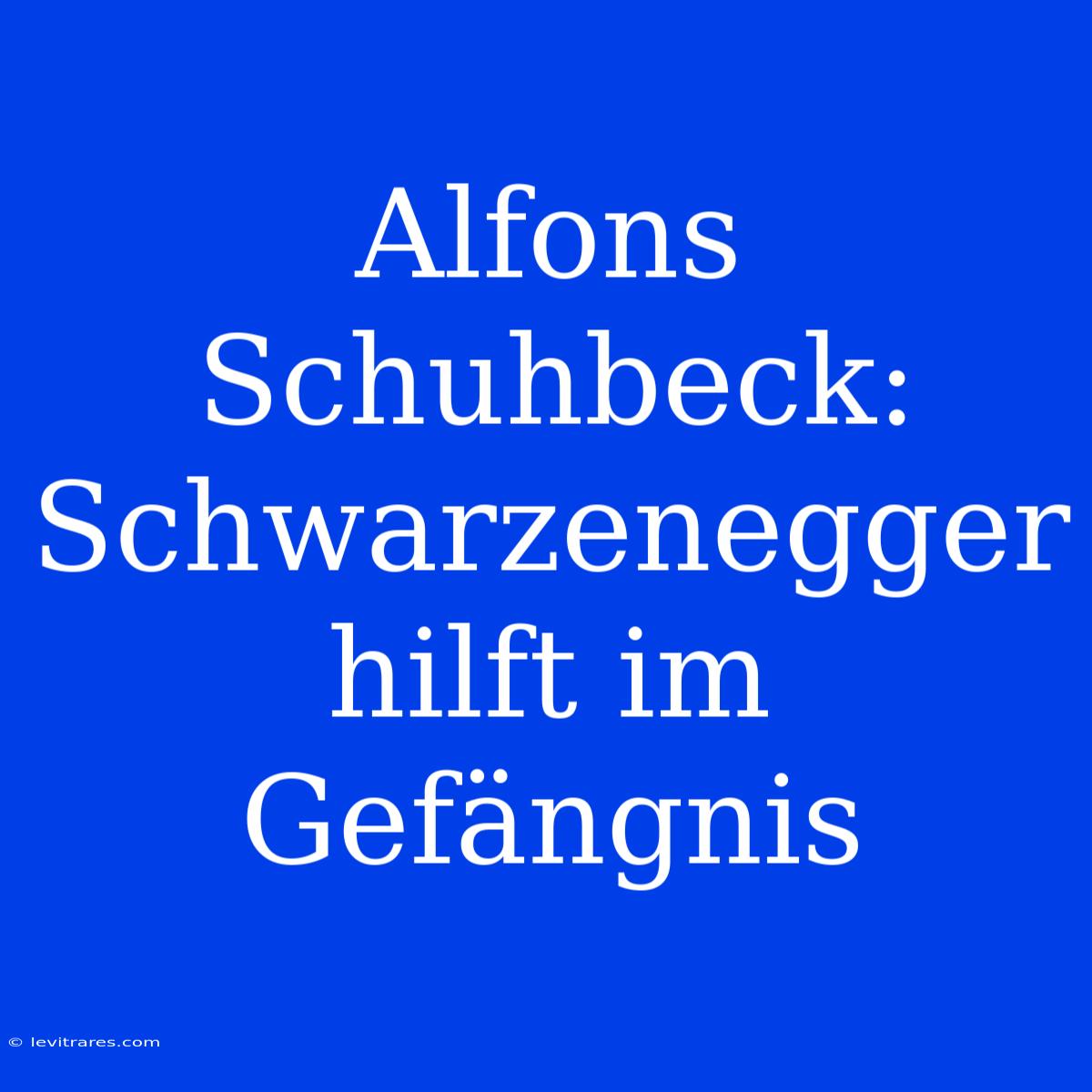 Alfons Schuhbeck: Schwarzenegger Hilft Im Gefängnis