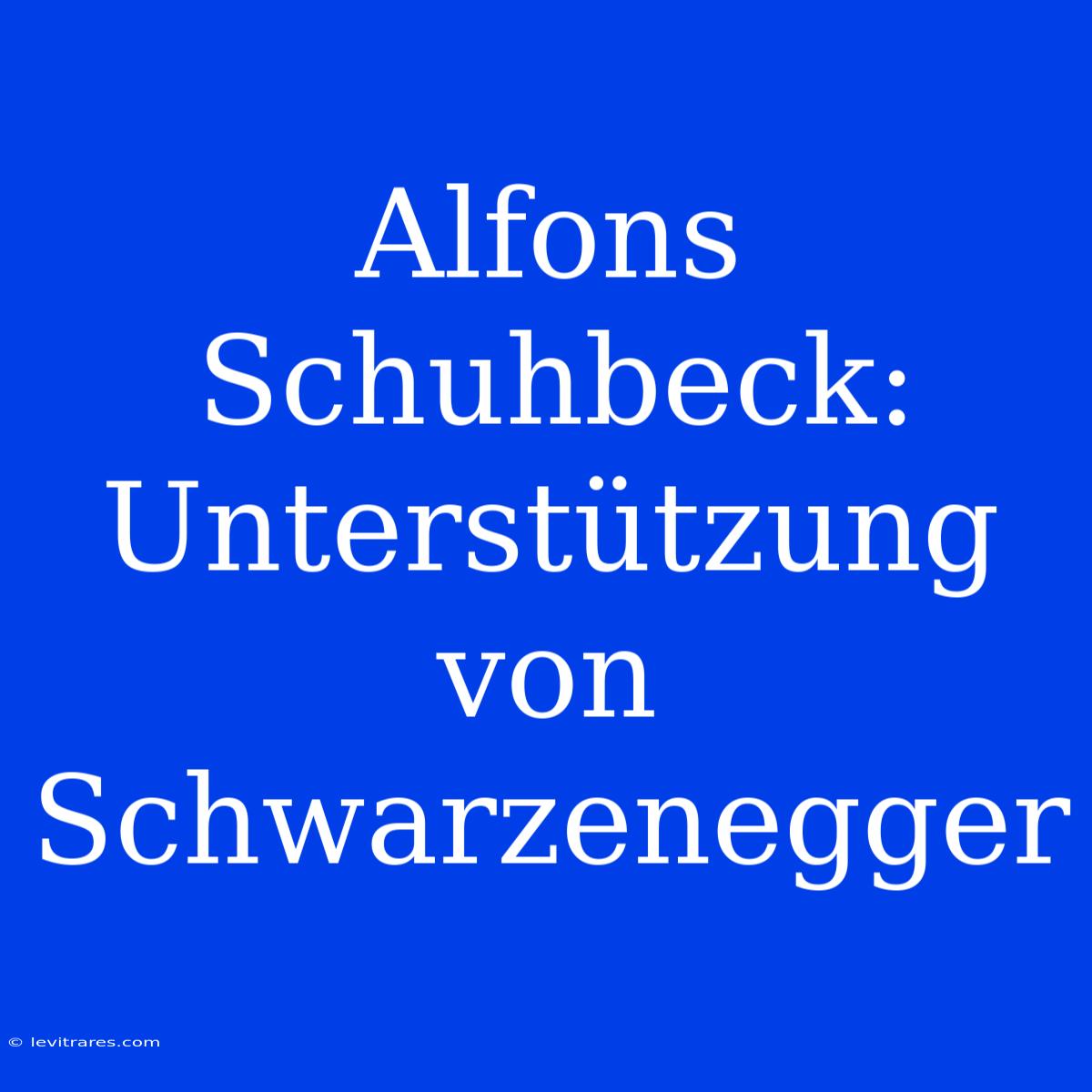 Alfons Schuhbeck: Unterstützung Von Schwarzenegger