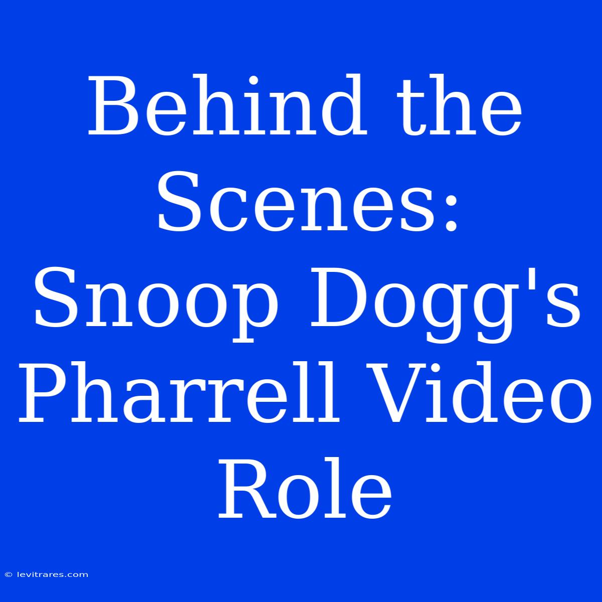 Behind The Scenes: Snoop Dogg's Pharrell Video Role