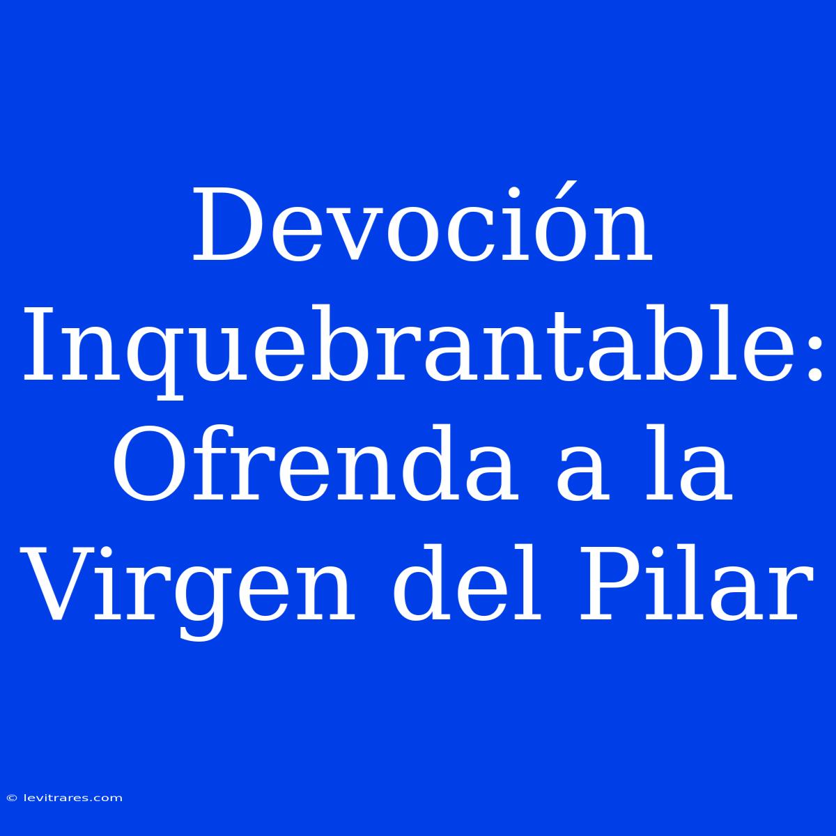 Devoción Inquebrantable: Ofrenda A La Virgen Del Pilar