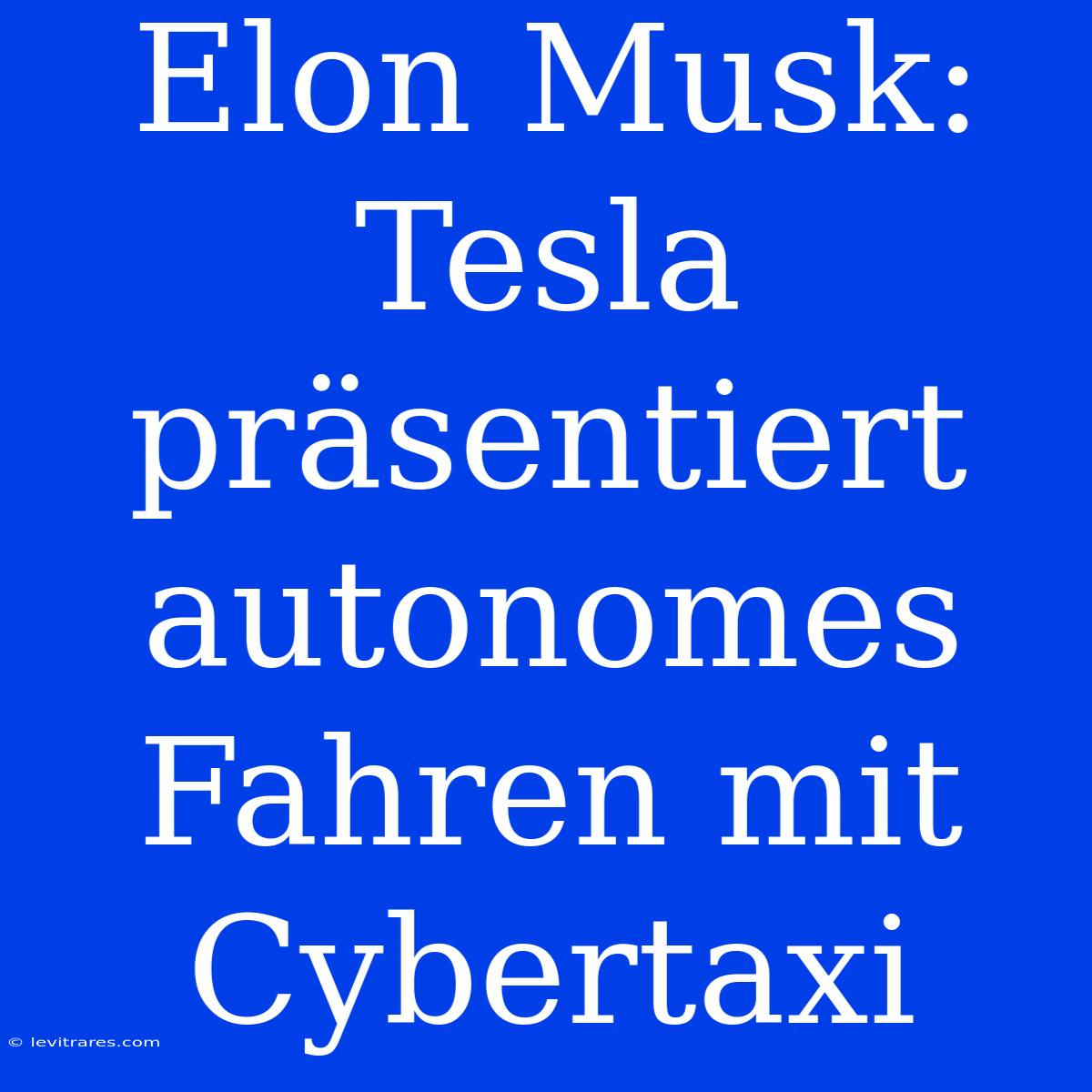 Elon Musk: Tesla Präsentiert Autonomes Fahren Mit Cybertaxi