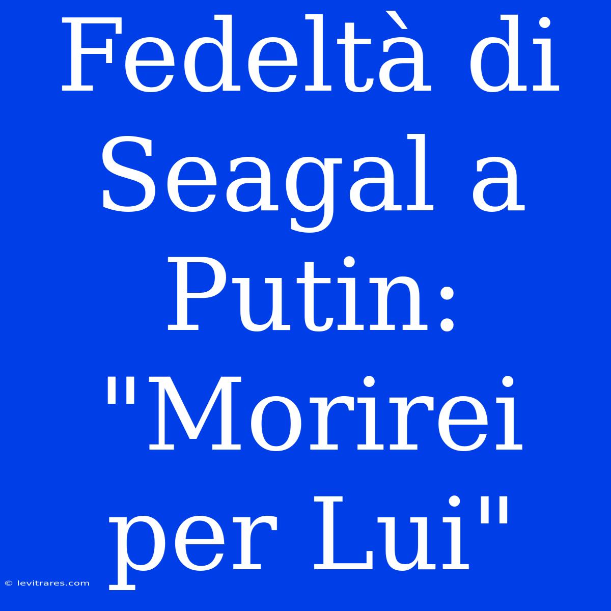 Fedeltà Di Seagal A Putin: 