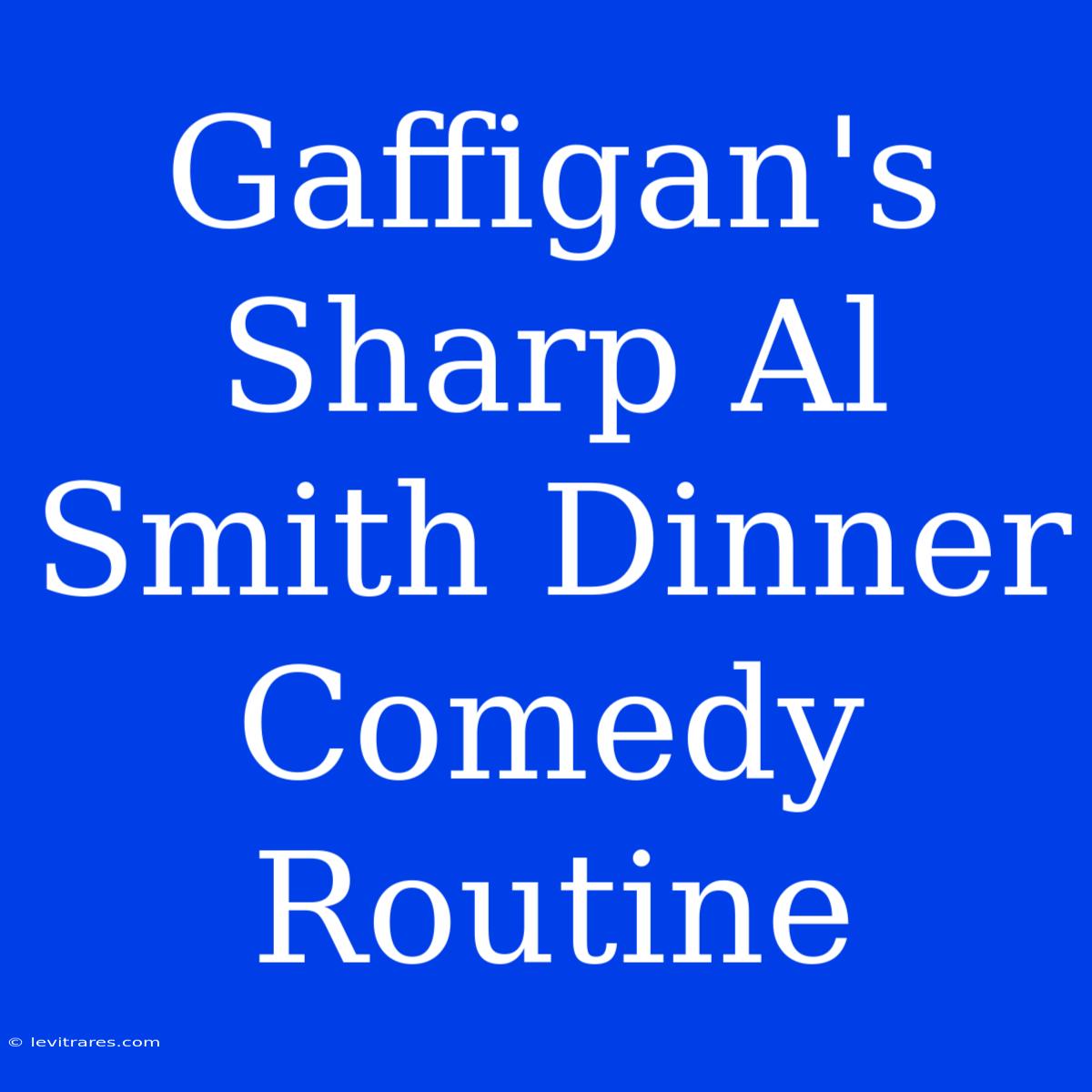 Gaffigan's Sharp Al Smith Dinner Comedy Routine