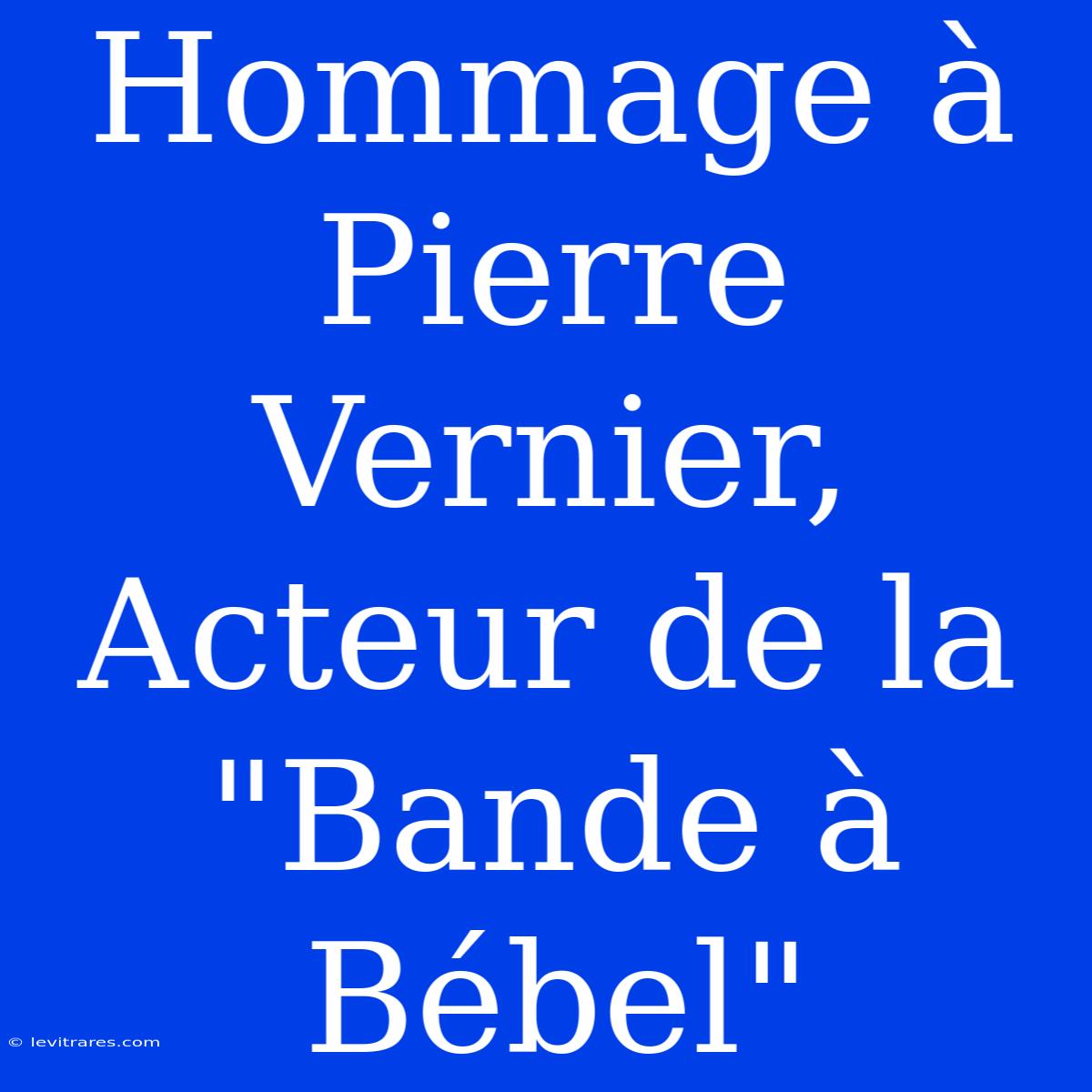 Hommage À Pierre Vernier, Acteur De La 