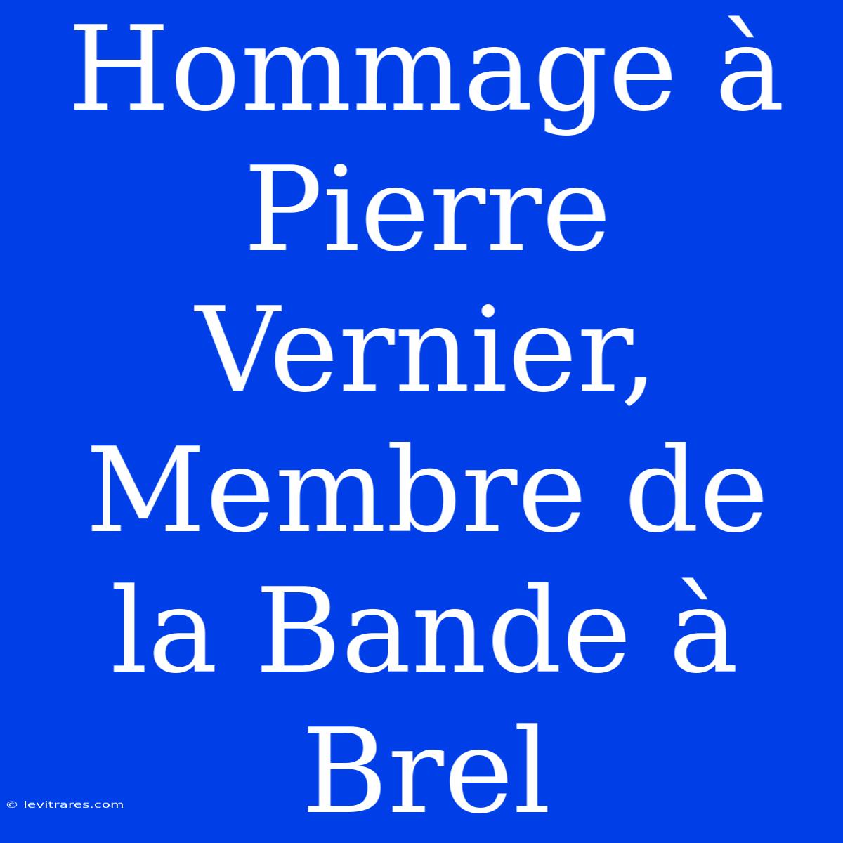 Hommage À Pierre Vernier, Membre De La Bande À Brel