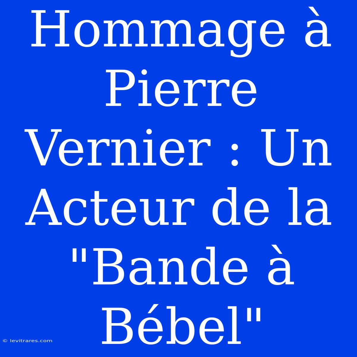 Hommage À Pierre Vernier : Un Acteur De La 