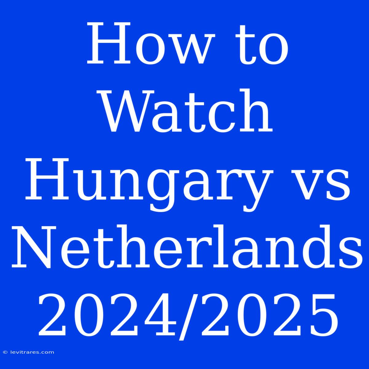 How To Watch Hungary Vs Netherlands 2024/2025