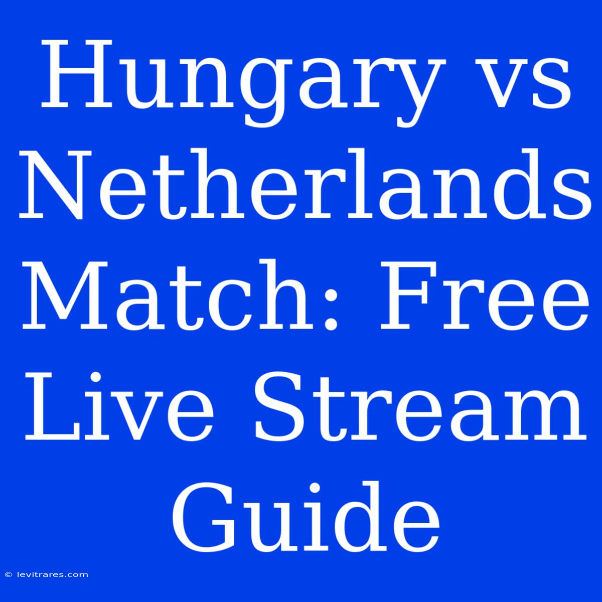 Hungary Vs Netherlands Match: Free Live Stream Guide 