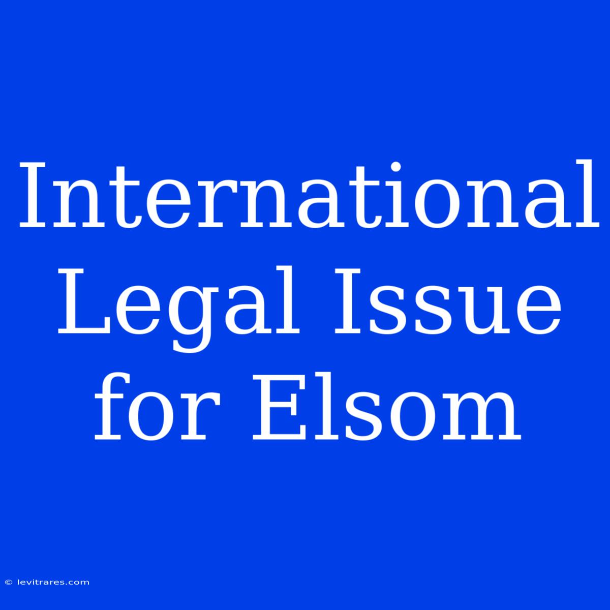 International Legal Issue For Elsom 