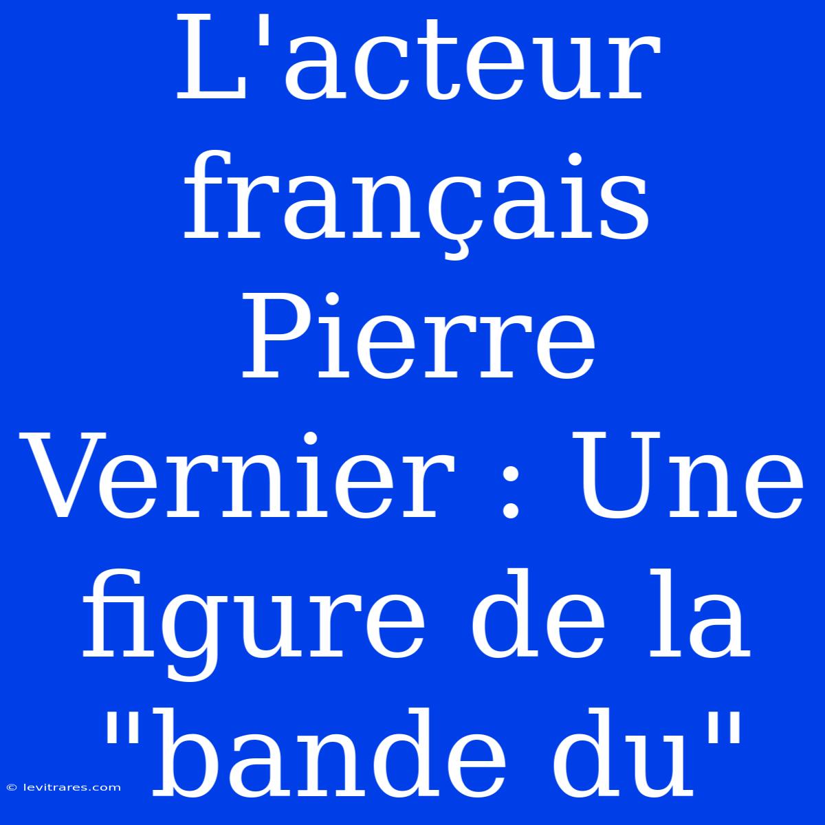 L'acteur Français Pierre Vernier : Une Figure De La 