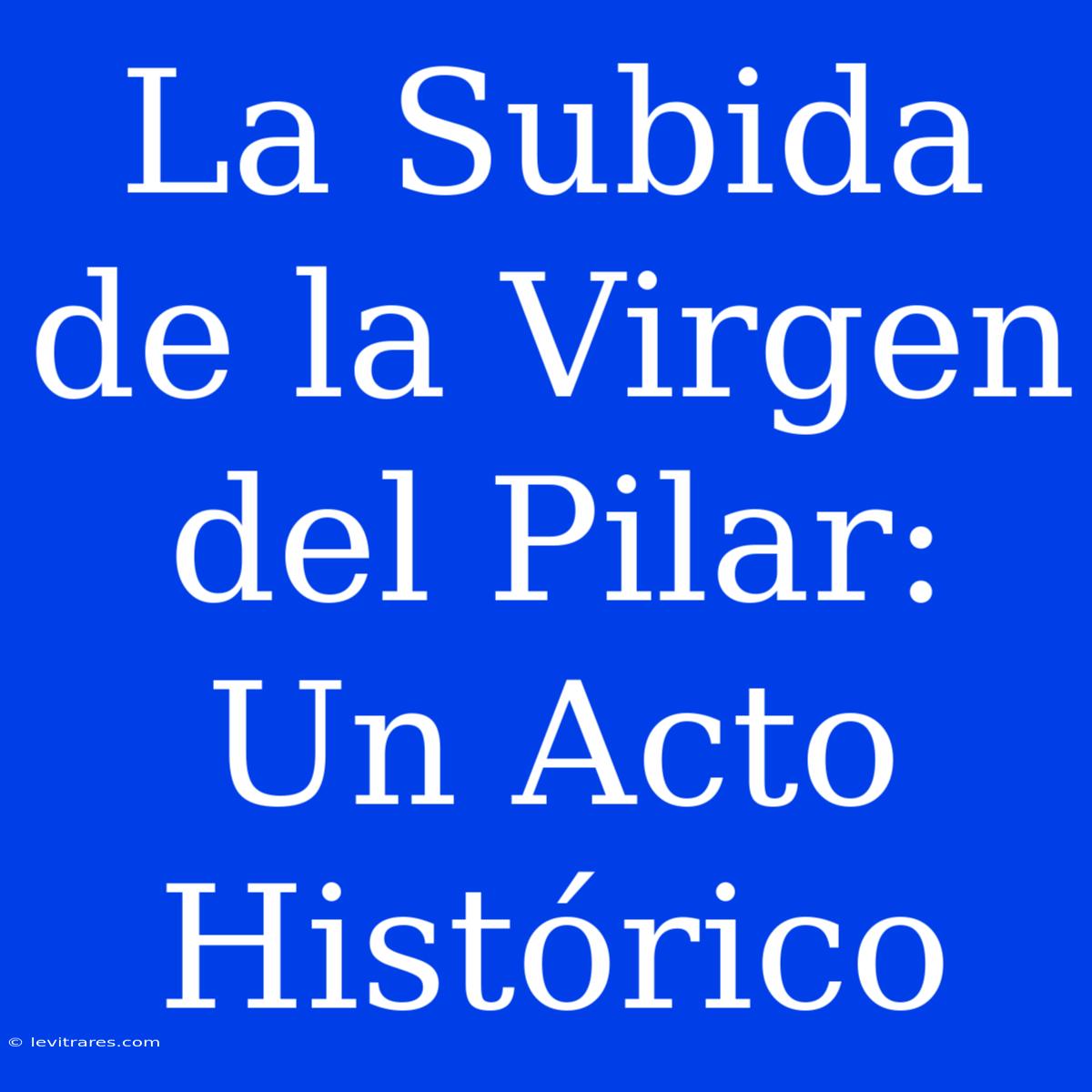 La Subida De La Virgen Del Pilar: Un Acto Histórico