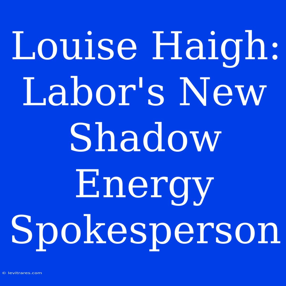 Louise Haigh:  Labor's New Shadow Energy Spokesperson