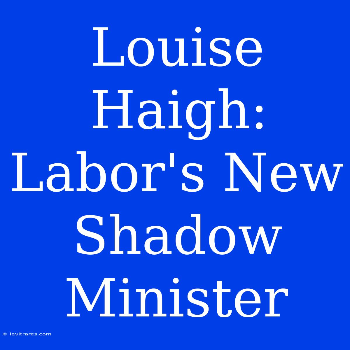 Louise Haigh: Labor's New Shadow Minister 