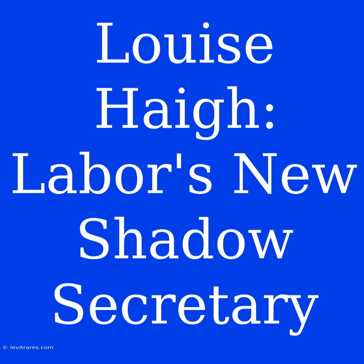 Louise Haigh: Labor's New Shadow Secretary 