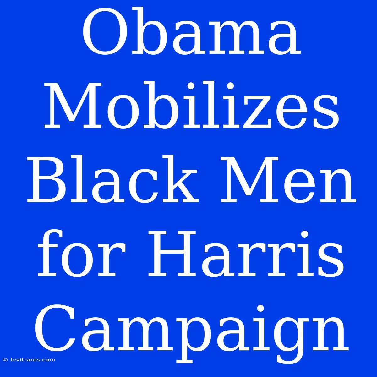 Obama Mobilizes Black Men For Harris Campaign