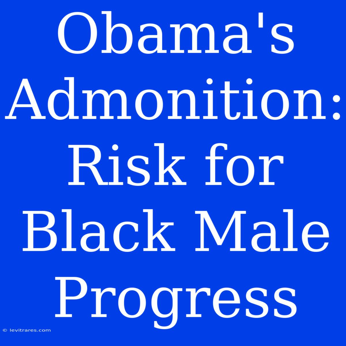 Obama's Admonition: Risk For Black Male Progress