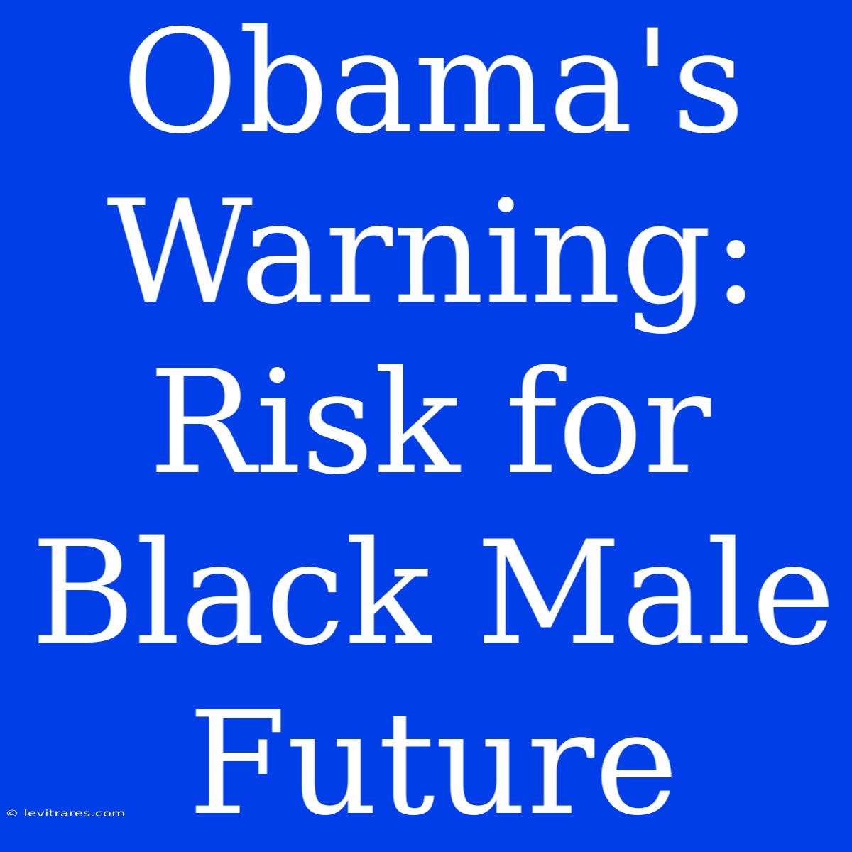 Obama's Warning: Risk For Black Male Future