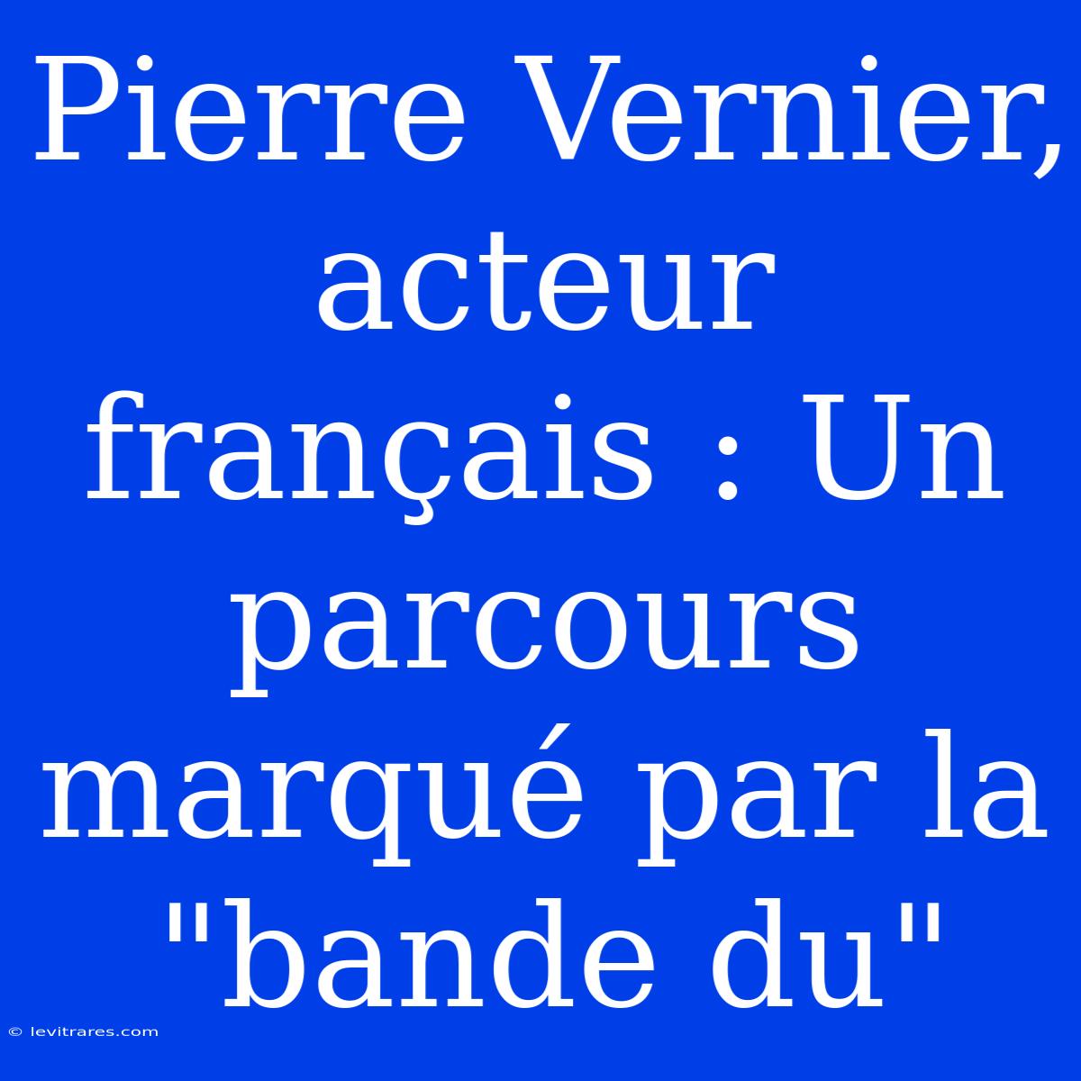 Pierre Vernier, Acteur Français : Un Parcours Marqué Par La 