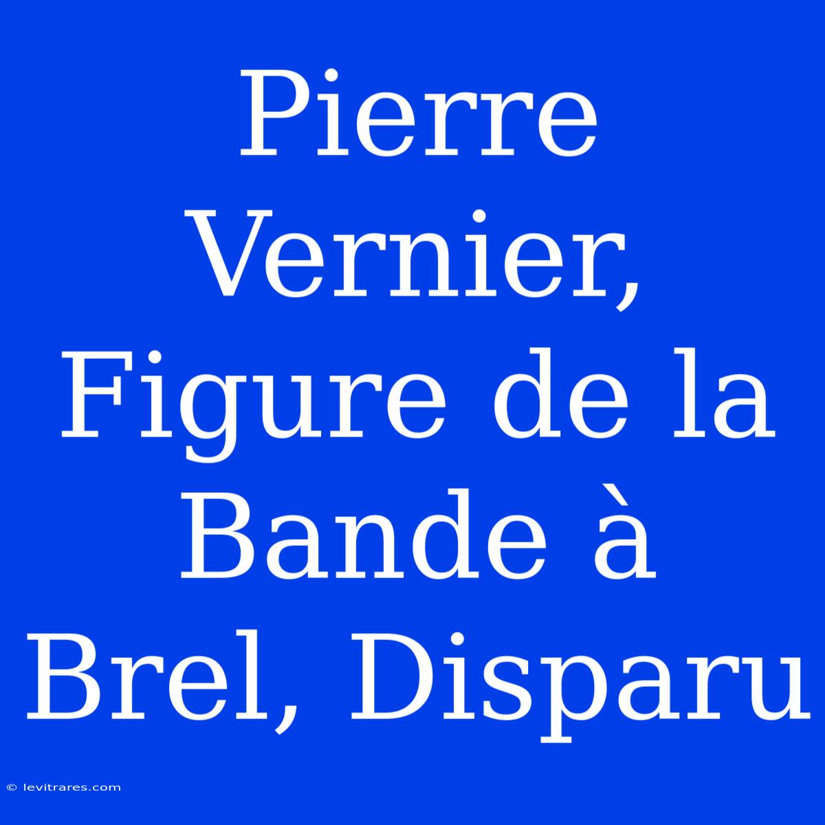 Pierre Vernier, Figure De La Bande À Brel, Disparu