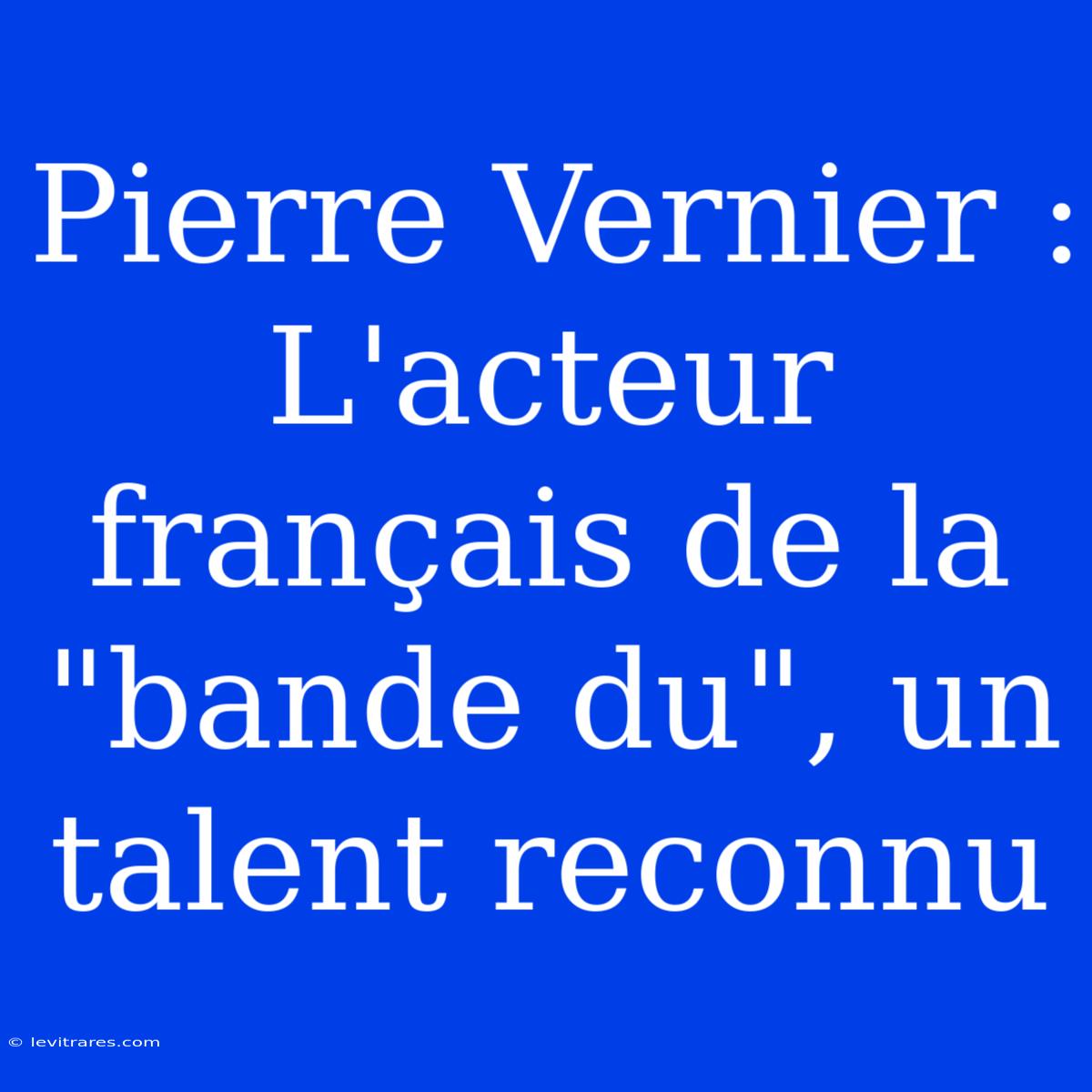 Pierre Vernier : L'acteur Français De La 