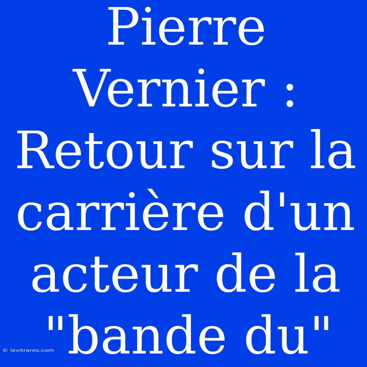 Pierre Vernier : Retour Sur La Carrière D'un Acteur De La 