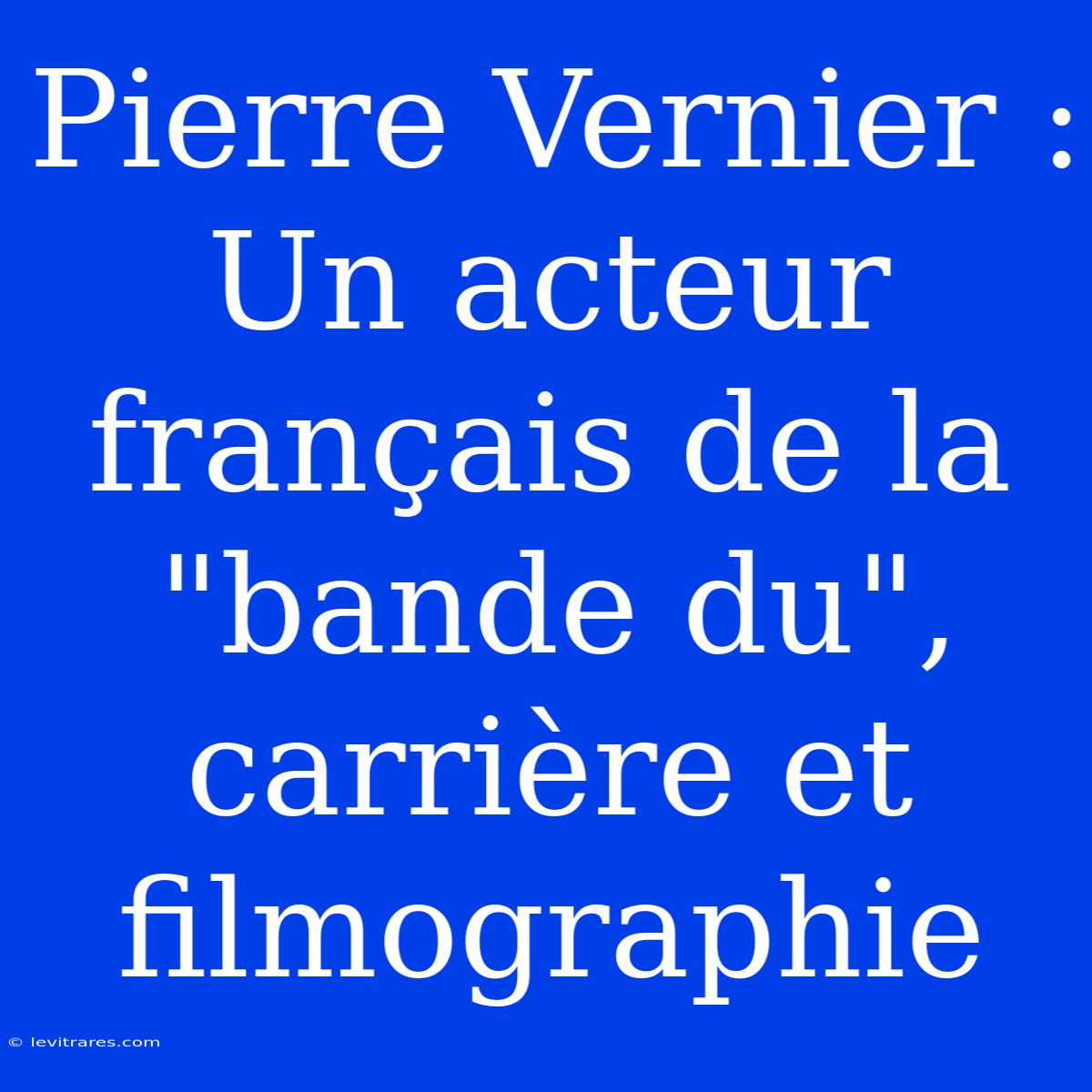 Pierre Vernier : Un Acteur Français De La 