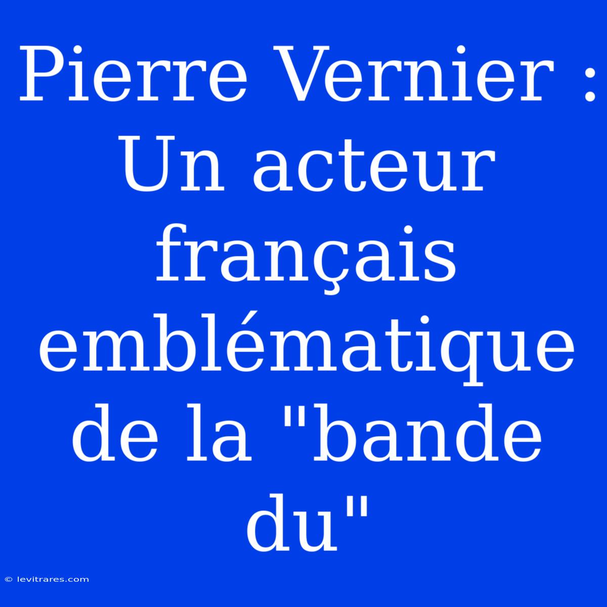 Pierre Vernier : Un Acteur Français Emblématique De La 