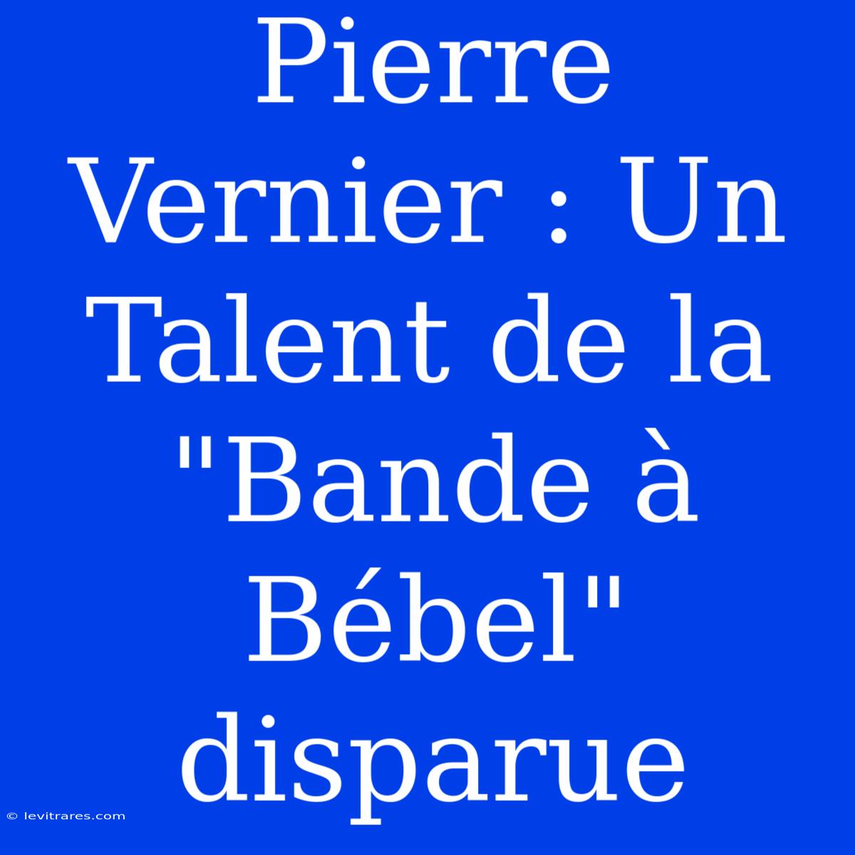 Pierre Vernier : Un Talent De La 