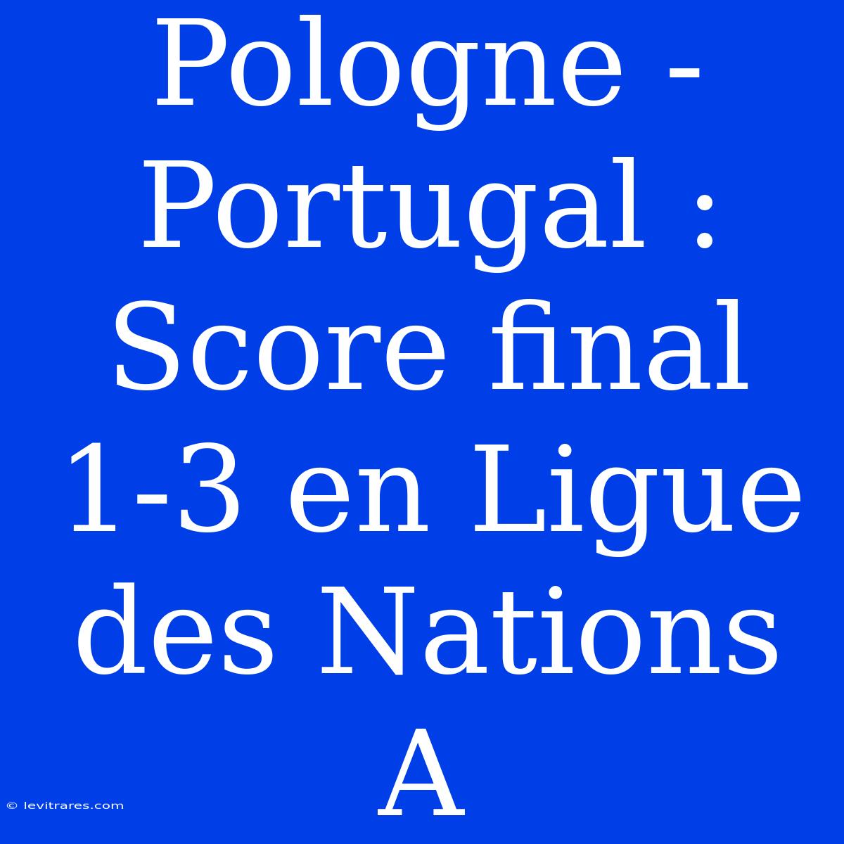 Pologne - Portugal : Score Final 1-3 En Ligue Des Nations A