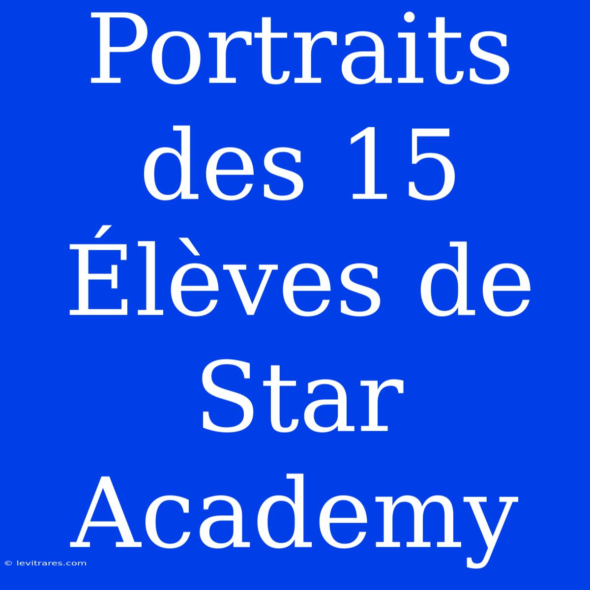 Portraits Des 15 Élèves De Star Academy