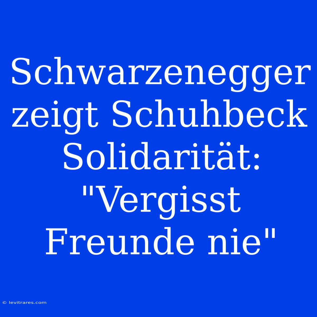 Schwarzenegger Zeigt Schuhbeck Solidarität: 