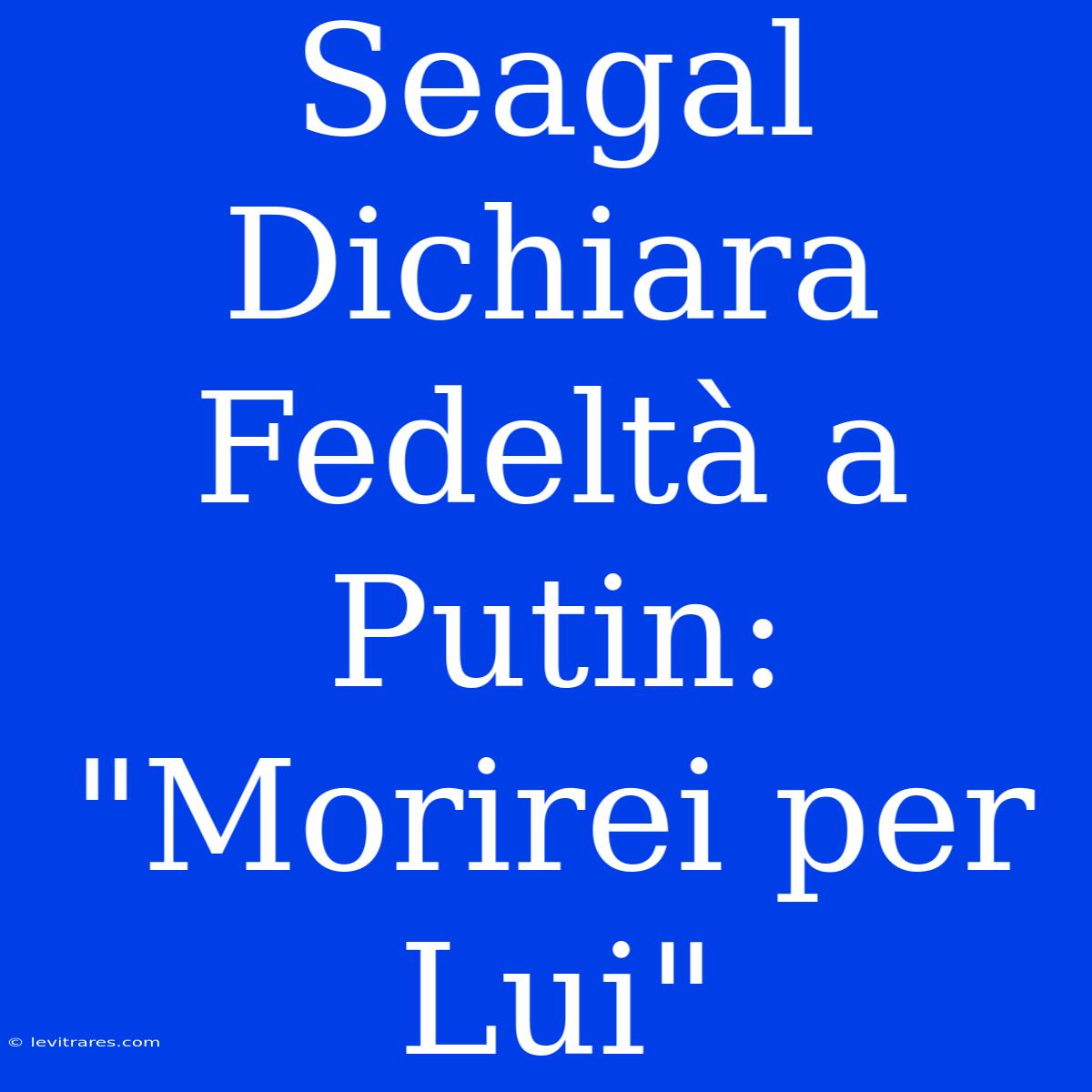 Seagal Dichiara Fedeltà A Putin: 