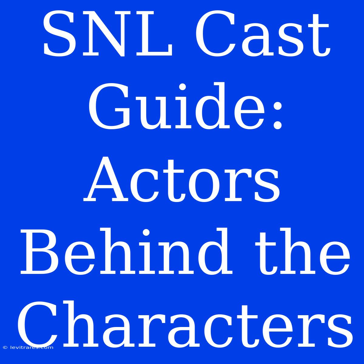 SNL Cast Guide: Actors Behind The Characters