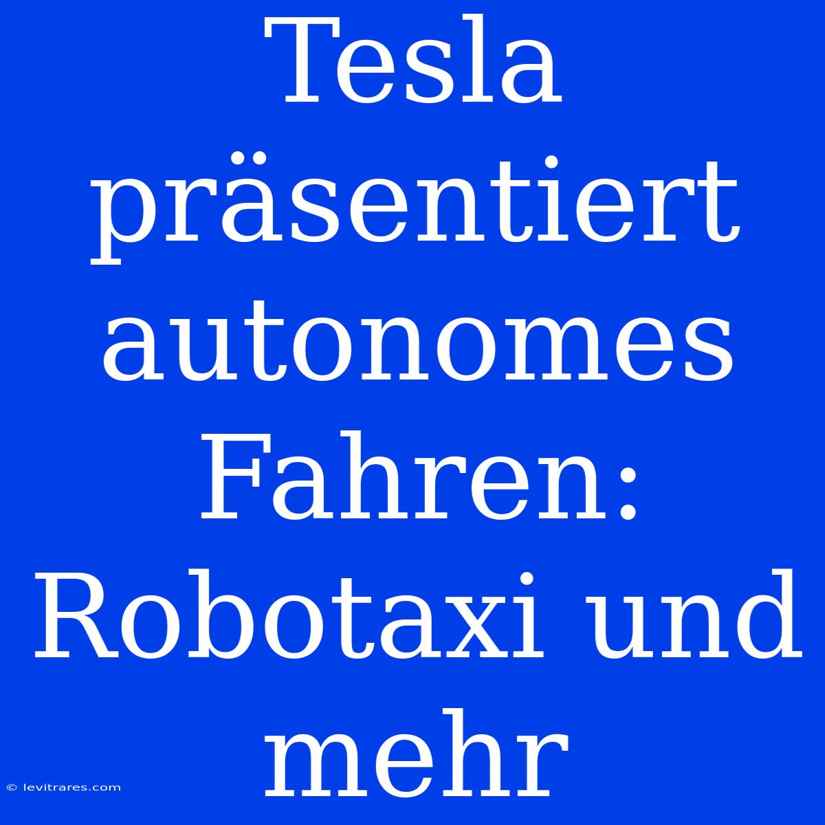 Tesla Präsentiert Autonomes Fahren: Robotaxi Und Mehr