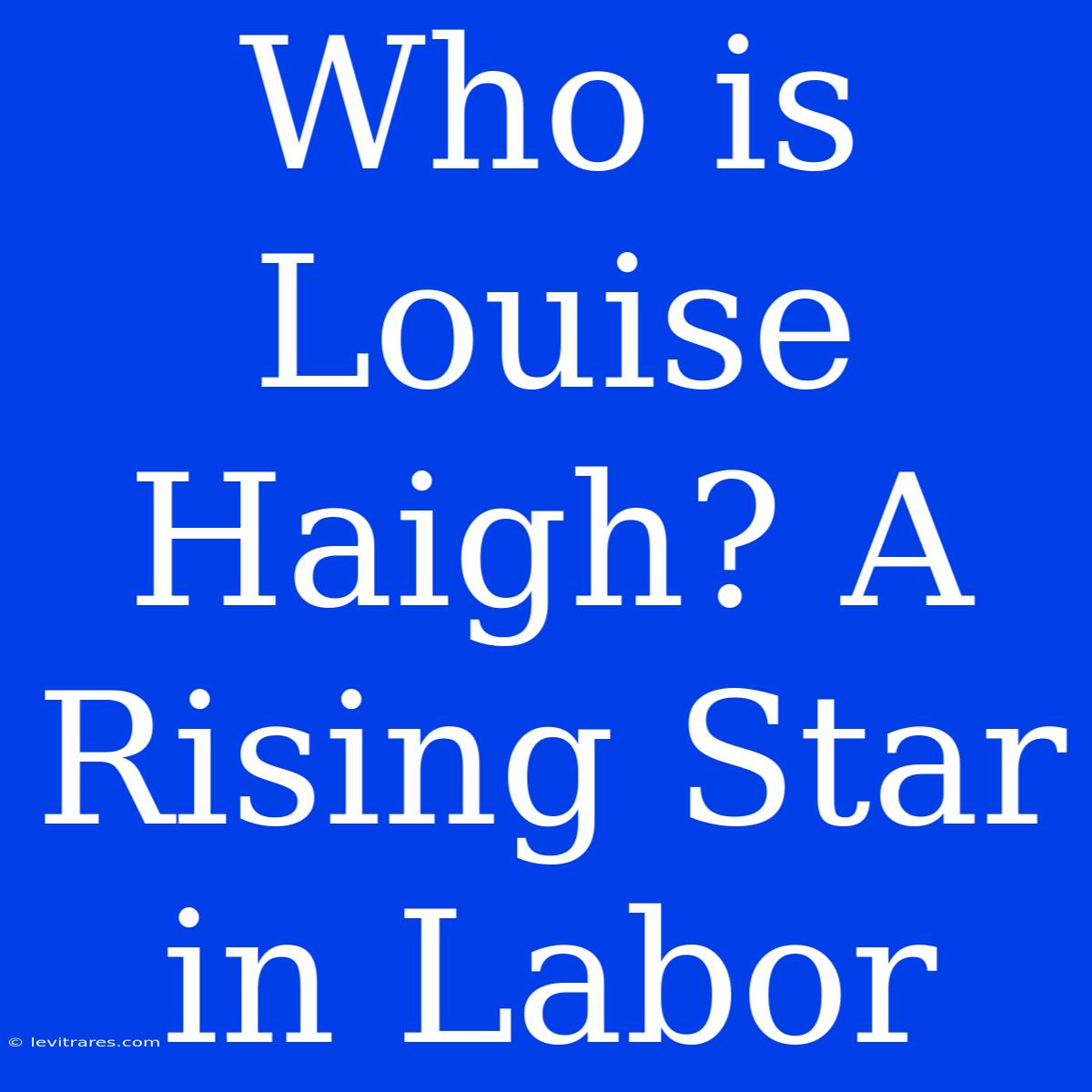 Who Is Louise Haigh? A Rising Star In Labor