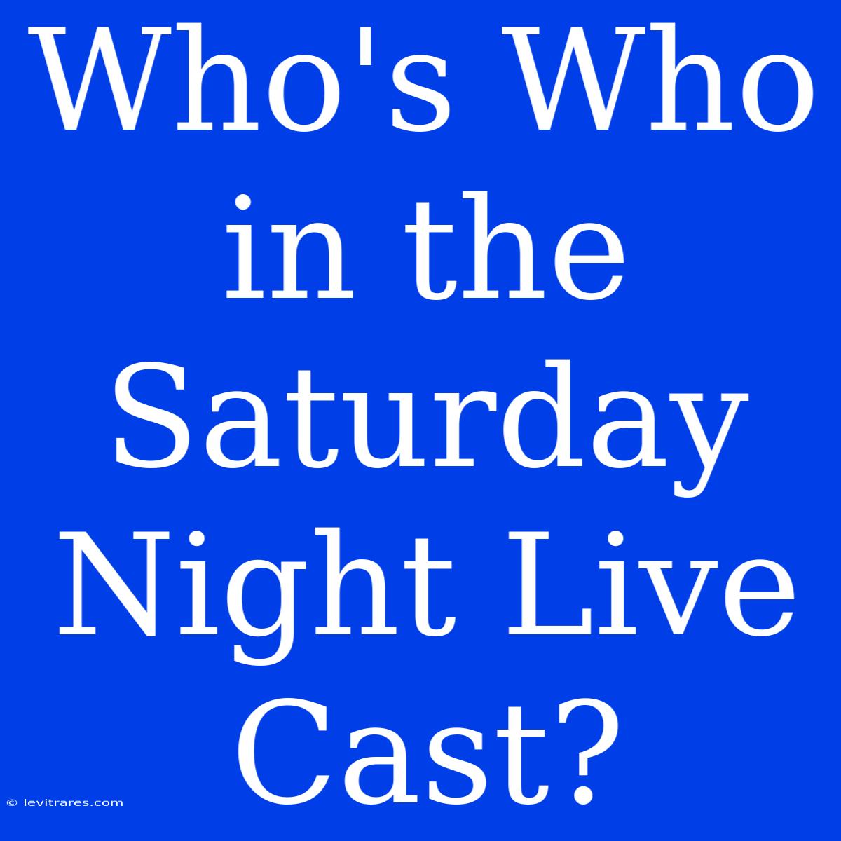 Who's Who In The Saturday Night Live Cast?